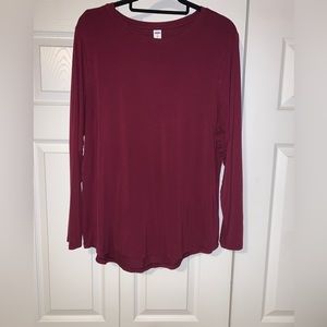 Old Navy Luxe Long Sleeve Tee size XL in Burgundy